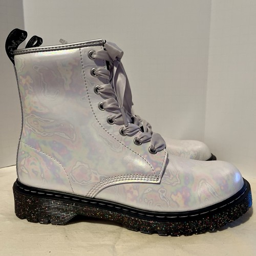 Dr Martens 1460 Pascal Bex Combat Boots W 7 Glitter Soles Ribbon Laces Wedding - Picture 4 of 9