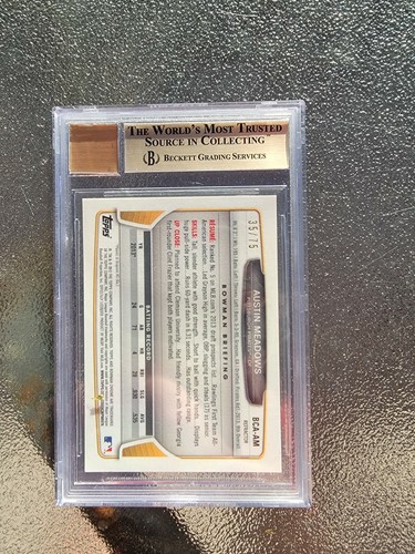 2013 Bowman Chrome Green Refractors Auto # 75 Austin Meadows BGS 9.5.  10 Auto - Picture 2 of 2