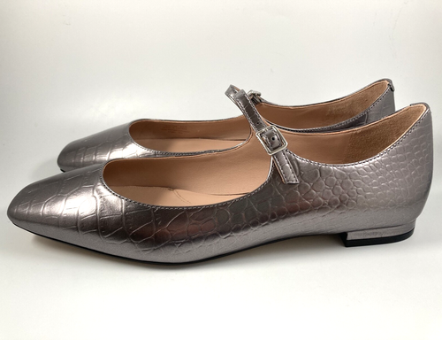 NWOB COLE HAAN GRAND 360 BRIDGE MARY JANE DARK SILVER LEATHER BALLET FLAT 9.5B - Picture 5 of 13