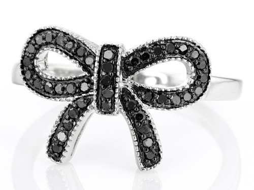 1/4ct Real Black Diamond Bow Ring in Sterling Silver Womens Ring Size 5, HSN - Picture 4 of 6