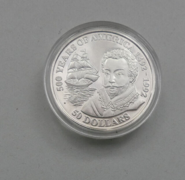 50 Dollars Cook Islands 1990 Silver Sir Francis Drake Golden Hind 50 Dollars Cook Islands 1990 Silver Sir Francis Drake Golden Hind