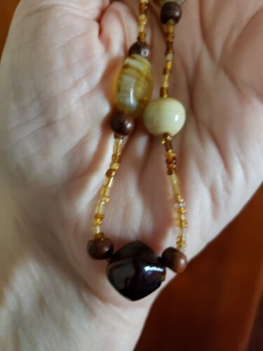Vintage Perlen Glas Acryl Perlen Halskette Handarbeit Schmuck - Bild 4 von 7