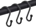 12Pcs Black Shower Curtain Hooks 5mm Metal S Hooks Bathroom Kitchen Plants