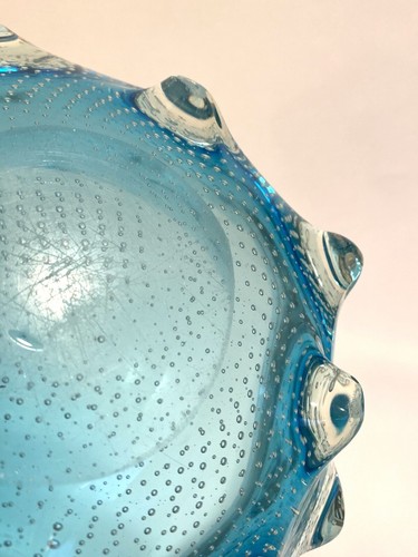 Murano Art Glass Bugne Blue Bowl Ashtray 1940’s - Picture 9 of 9