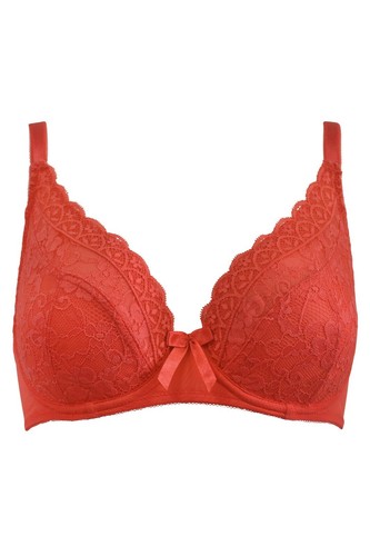Pour Moi Rebel Underwired Plunge Bra, Brazilian Brief or Deep Brief Coral - Picture 2 of 8