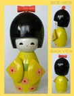 Creative Kokeshi Doll - Yellow Kimono with Pink Flower