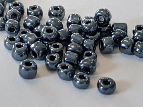 Glass Seed Beads, Opaque Lustered Color, Prussian Blue, 4x3mm, Hole 2mm 30 Grams - Picture 3 of 3