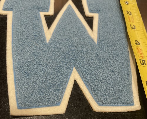Letterman Varsity Chenille Patch Letter "W" Blue Ivory Waldwick NJ HS New VNTG - Picture 2 of 7