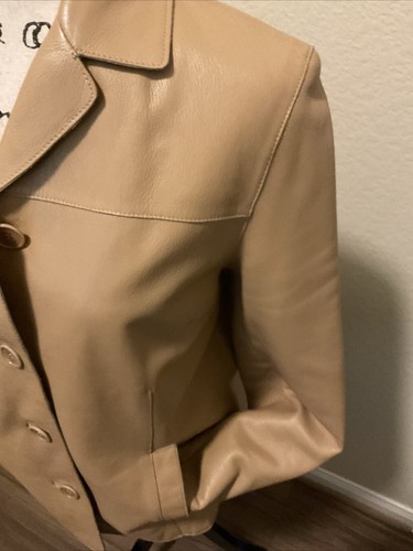 Siena Studio Womens Tan Leather Button Front Jacket Size Medium - Picture 3 of 15
