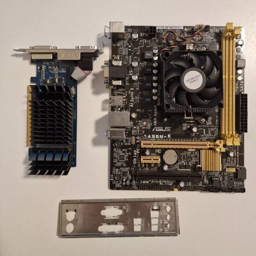 BUNDLE Scheda madre ASUS A58M-K CPU AMD A6-6400k Scheda video EN210 + mascherina - Afbeelding 1 van 9