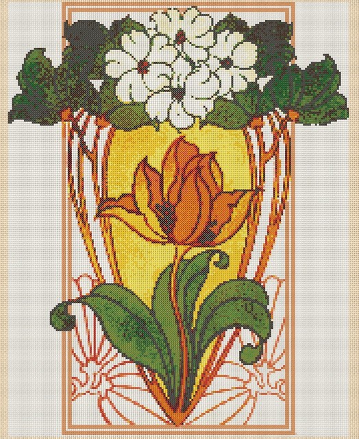 Art Deco Flowers Counted Cross Stitch COMPLETE KIT #6-310/8 | eBay
