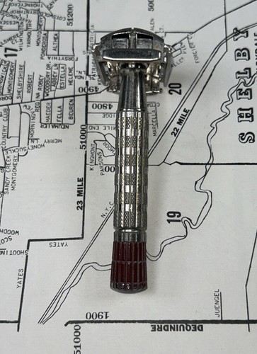Vintage 1959 E2 Gillette Red Tip Super Speed Sicherheitsrasierer - Bild 2 von 13
