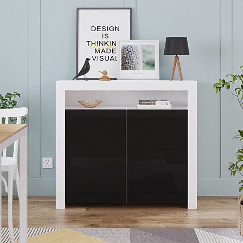 Modern Cabinet with LED Lighting Storage High-Gloss Door Matt Body Display Unit - Picture 46 of 50