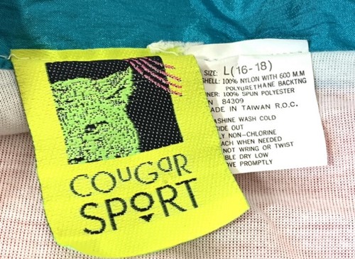 Vintage Cougar Sport Teal/Peach/Black Windbreaker Youth Large 16/18 1990s - Picture 5 of 10