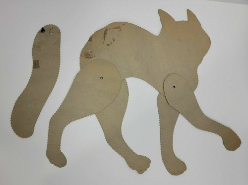 Decoración vintage de cartón articulado aterrador gato negro troquelado de Halloween - Imagen 3 de 11