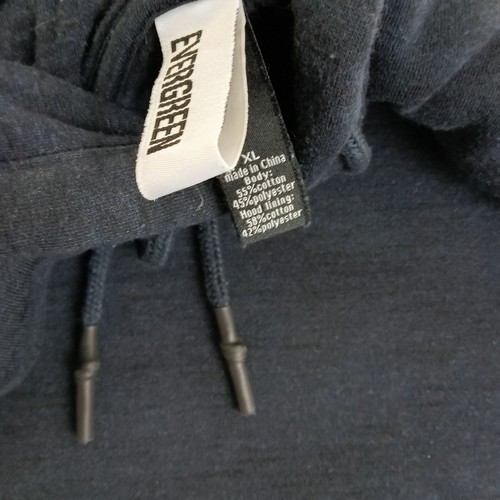 Evergreen Men Sweatshirt XL Navy Fleece Pullover Drawstring Hoodie Athletic Soft - Bild 9 von 9