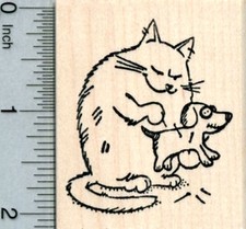 Witch Cat Halloween Pets Rubber Stamp Dog and Mouse H30821 WM