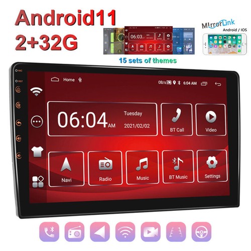 Radio de coche estéreo con pantalla táctil para coche Android 11 2Din de 10,1 pulgadas GPS navegación FM Bluetooth - Imagen 2 de 8