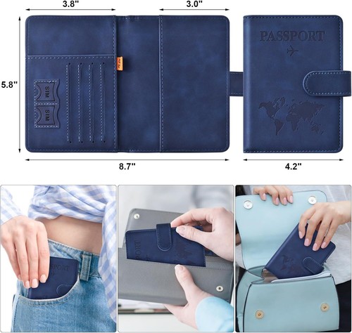 Soporte para pasaporte para viaje, billetera de pasaporte cubierta estuche portalibros de pasaporte - Imagen 15 de 37