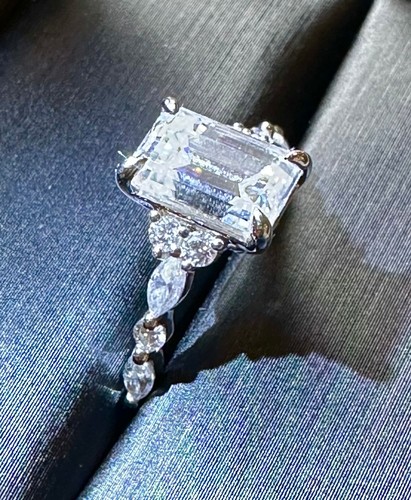Emerald Cut Moissanite Ring - Picture 2 of 4