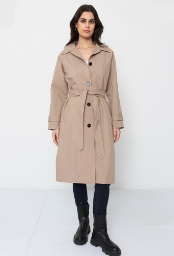 Women’s Beige Relaxed Fit Long Length Classic Single Breasted Trench Coat /MAC - Picture 8 of 9