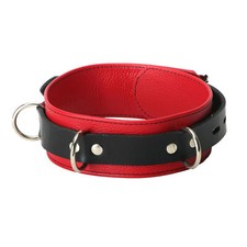 Deluxe Red and Black Leather Collar