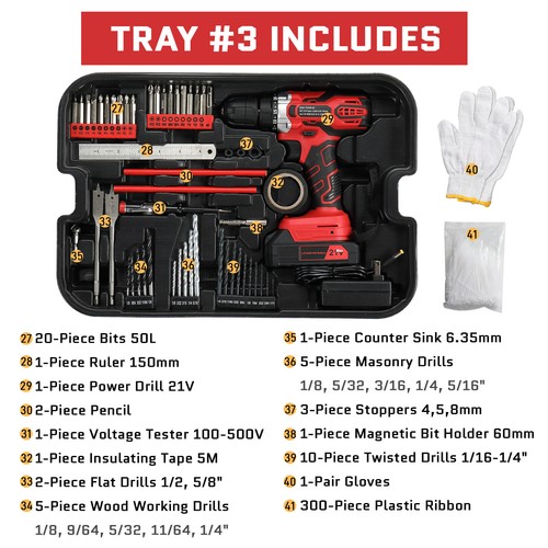599 PCS Home Auto Repair Tool Kit with Rolling Tool Box Mechanic Tool Sets - Picture 10 of 24