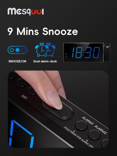 Projector Alarm Clock for Bedrooms - Dual Alarm, LED, USB - Picture 7 of 12