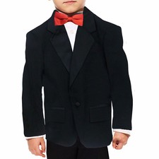 Boy's Tuxedo Jacket, Notch Collar, Black, Sz 4-18