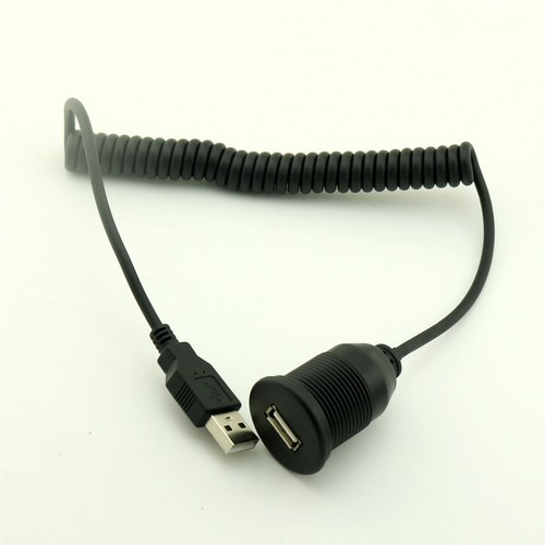 5FT Car Dashboard Flush Mount USB 2.0 Socket Lead Panel Coiled Spiral Cable Kit - Picture 7 of 8