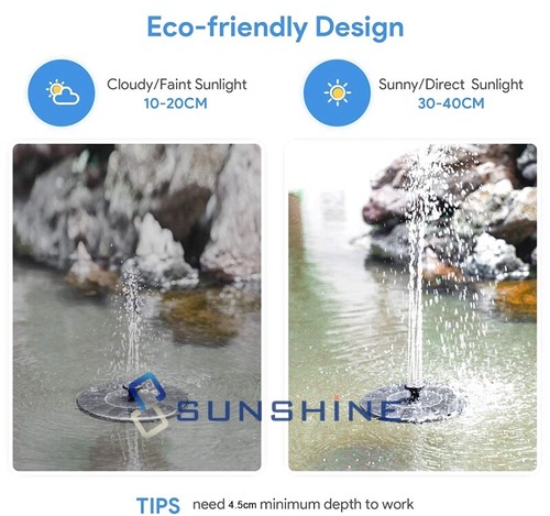 Landscape Pool Solar Circulating Water Pump Fountain Sprinkler Fish Pond Oxygen - Picture 4 of 12