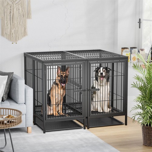 XXXL Giant Premium Dog Crate Cage Pet Kennel Divider Playpen Dual Door & Tray - Picture 5 of 35