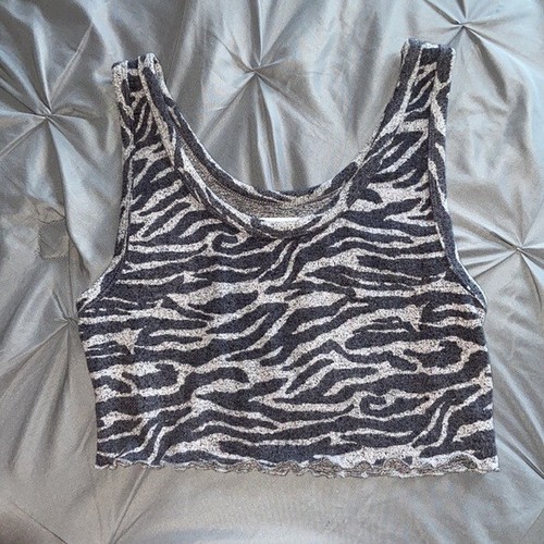 Women's Pajama Top Zebra Print Sleep Tank - Colsie Gray Size Large Top Only - Bild 2 von 7