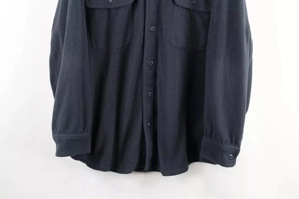 Vintage 90s Lands End Mens Size Large Faded Fleece Button Shirt Jacket Gray USA - Image 3 of 4