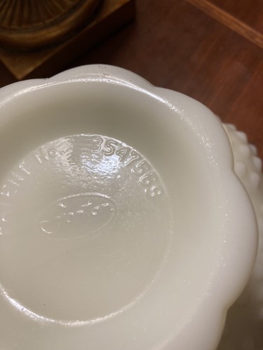 Vintage Fenton Hobnail Glass Candlestick Holder Bowl Holds 6 Candles Scalloped - Picture 5 of 6