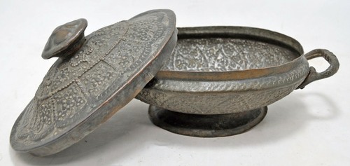 Antique Brass Kashmiri Food Box Original Old Fine Hand Crafted Embossed Engraved - Picture 8 of 10