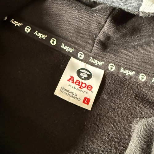 Aape by Bape Stripe and Stars Button Up Varsity Jacket Sweater Hoodie Size L - Picture 13 of 23