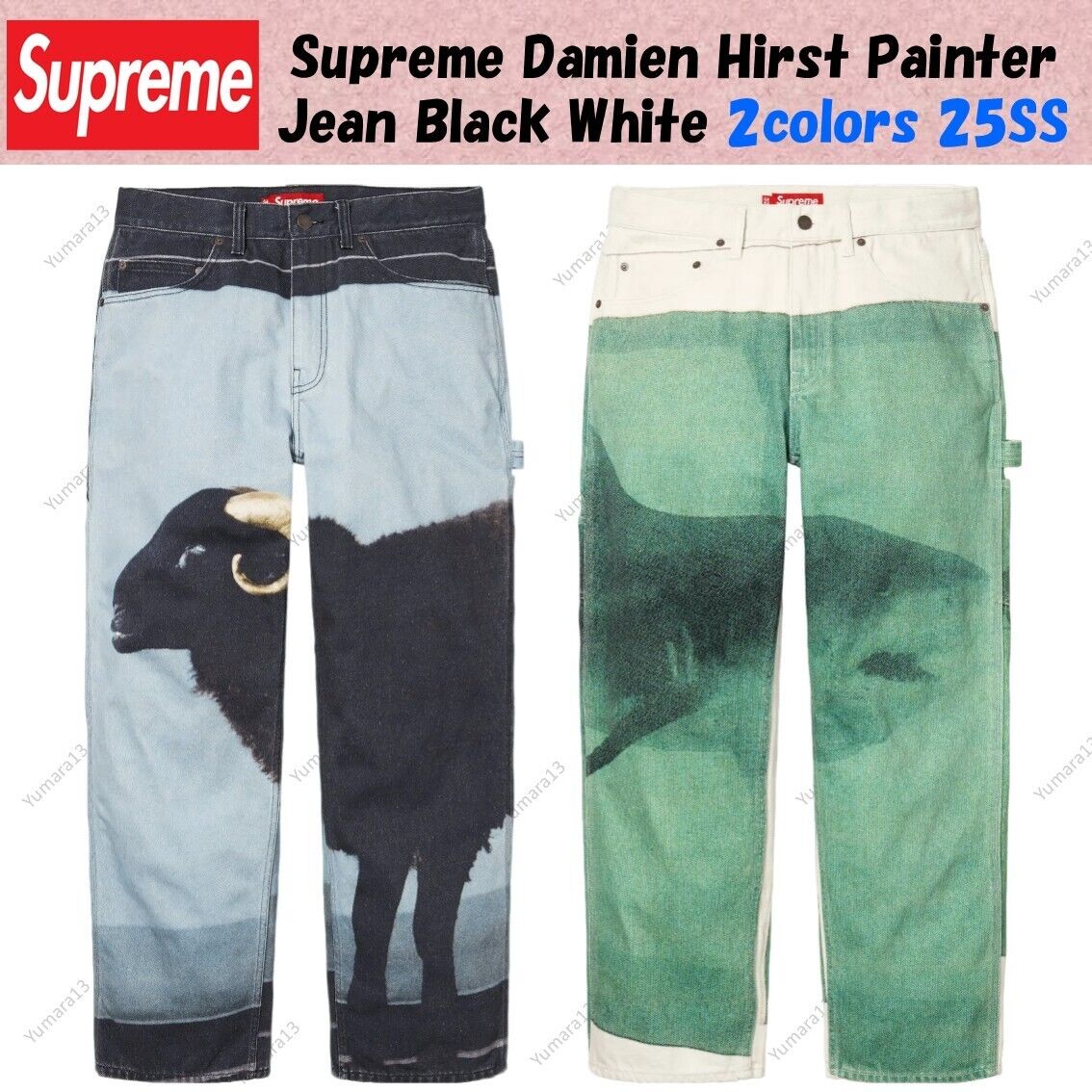 Supreme Damien Hirst Painter Jean Black White 2colors 25SS Supreme Damien Hirst Painter Jean Black White 2colors 25SS