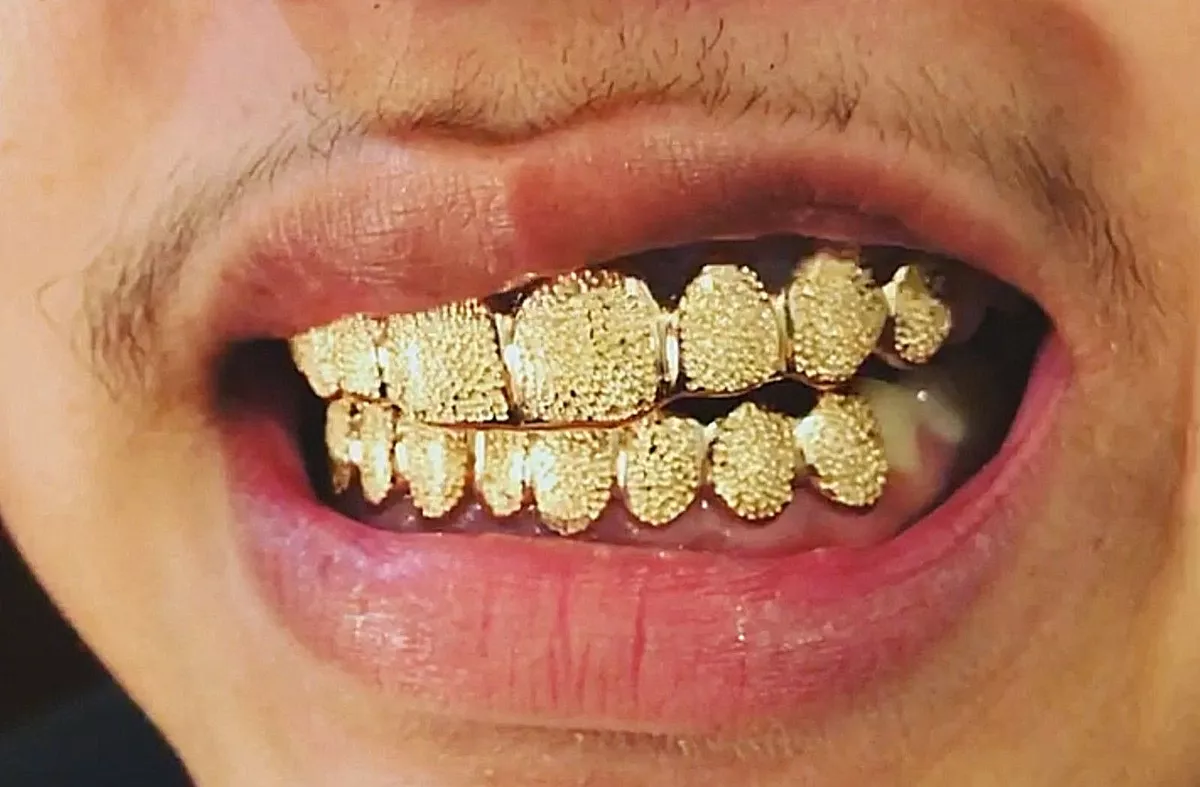 White gold grillz clearance with diamond dust