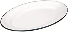 IBILI Plate Blanca Oval 35x24 cm of Enamelled Steel, White/Blue, 35 x 24 x 9 cm