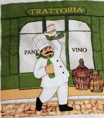 Set of 2 Same Printed Cotton Dishcloths Set (12"x12") FAT CHEF, GREEN VINO, BH - Picture 4 of 6