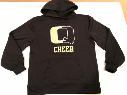 Quaker Valley Cheerleading Youth Hooded Sweatshirt Medium Black - Picture 3 of 12