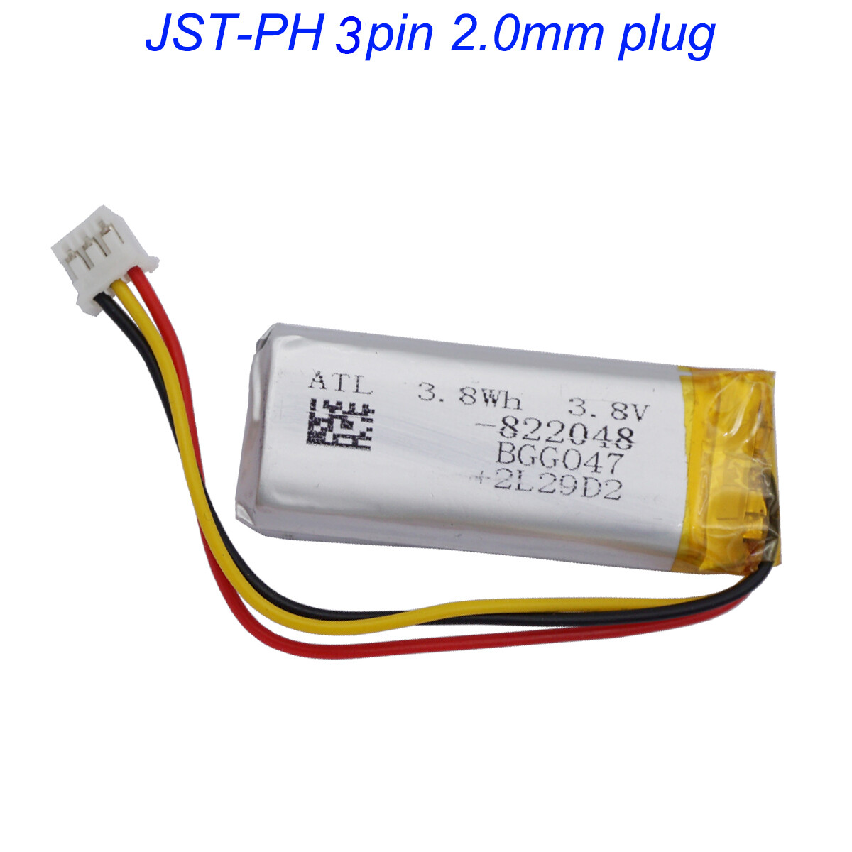 3.8V 1000mAh Li Battery 822048 JST 3pin 2.0 For Roku Pro Voice