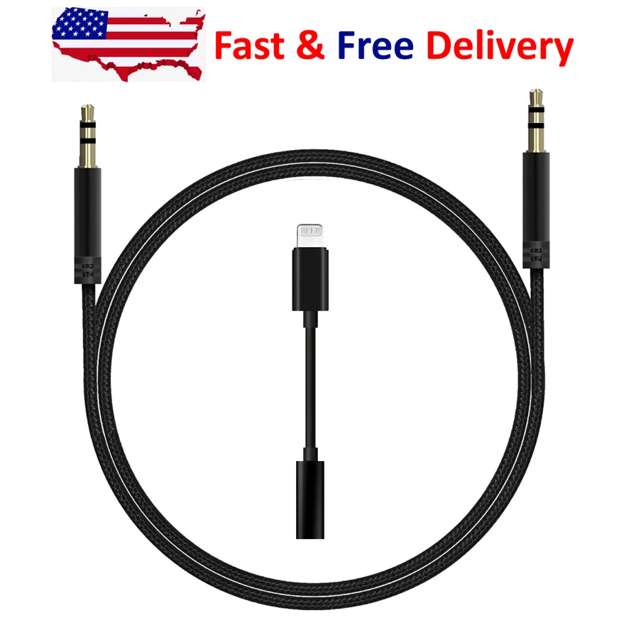 iPhone Aux Cord for Car, Lightning to 3.5mm Audio Stereo Cable Compatible  for iPhone 11/11 Pro/XS/XR/X 8 7,3.3ft Male Audio Adapter for Car Home