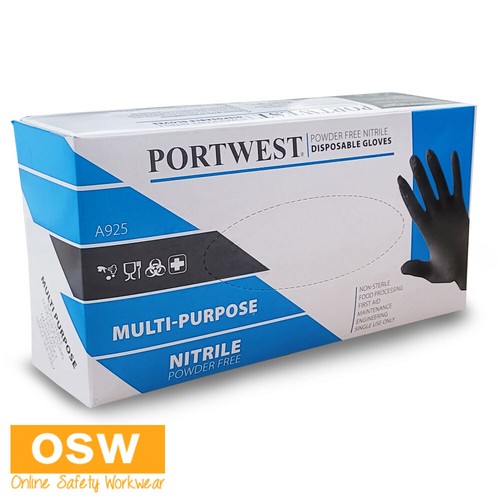 Black Powder-free Disposable Food Processing Kitchen Nitrile Work Gloves A925 - Picture 1 of 3