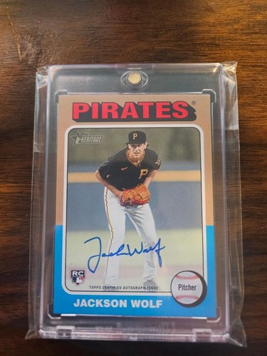2024 TOPPS HERITAGE - JACKSON WOLF - REAL ONE AUTOGRAPH - PIRATES ROOKIE!!! - Picture 1 of 2