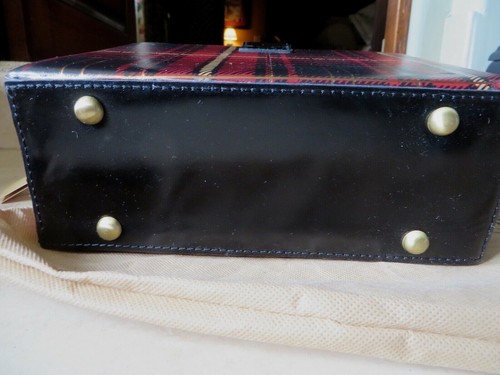 Patricia Nash rot schwarz Tartangold Folie Tauria Box Leder Umhängetasche neu mit Etikett - Bild 12 von 12