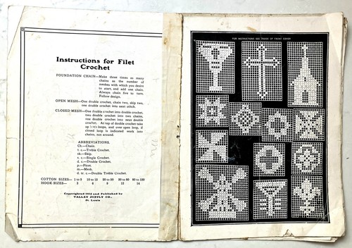 vintage FILET CROCHET, ANNE ORR~ J & P COATS, CLARK'S~ 2+ booklets~1916,30s-40s - Picture 5 of 17