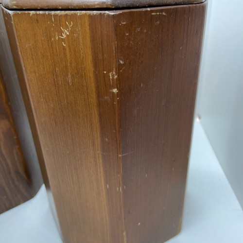Vintage 70’s Wooden Kitchen Canister Set Sugar Flour Pre-owned 4 Pieces - Picture 11 of 21