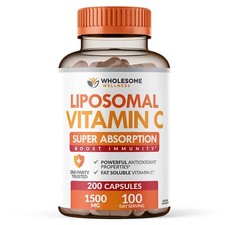 Liposomal Vitamin C Capsules 200 Pills 1500mg Buffered High Absorption VIT C ...